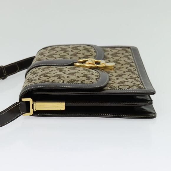 CELINE C Sulky Shoulder Bag Canvas Leather Brown Gold - Picture 4 of 12